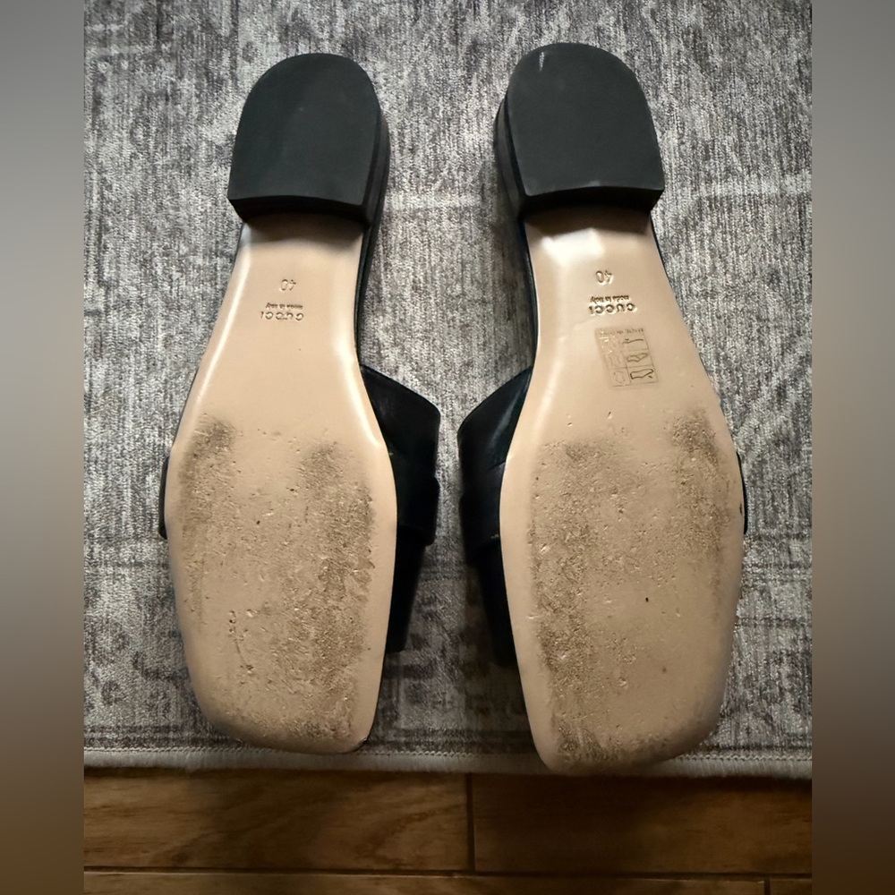 Gucci Black Mules with Gold Accents - Picture 3 of 3